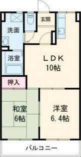 HIトピア藤枝II(2LDK/2階)の間取り写真