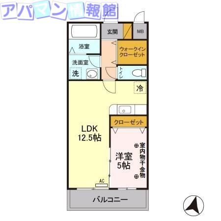ウィステリア(1LDK/1階)の間取り写真