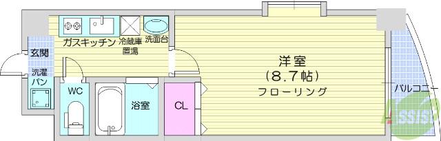 LA DOUCEUR宮町(1K/7階)の間取り写真