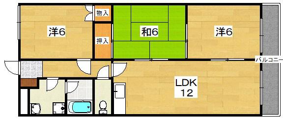 トレンディーハイム北村(3LDK/3階)の間取り写真