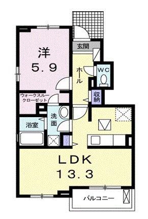 ブルーメンパルクI(1LDK/1階)の間取り写真