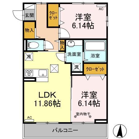 シャンデブレ(2LDK/1階)の間取り写真