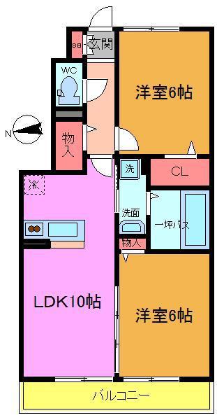 ピノラソ(2LDK/1階)の間取り写真