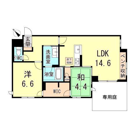 シャーメゾンGRANDE須磨離宮(2LDK/1階)の間取り写真