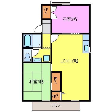 グリーンタウン布瀬(2LDK/1階)の間取り写真