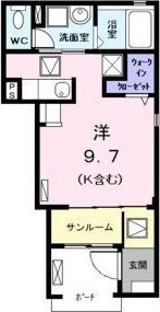ネオ グレイスII(ワンルーム/1階)の間取り写真