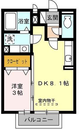 テニメントN(1DK/2階)の間取り写真