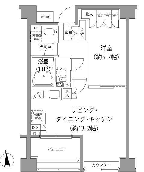 エーデル練馬(1LDK/4階)の間取り写真