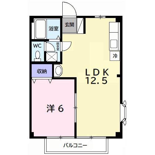 グランディア菅沼(1LDK/2階)の間取り写真