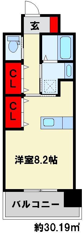 アクシオ北九州(ワンルーム/7階)の間取り写真