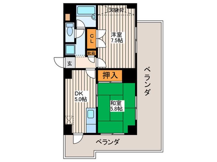 KYビル(2DK/2階)の間取り写真