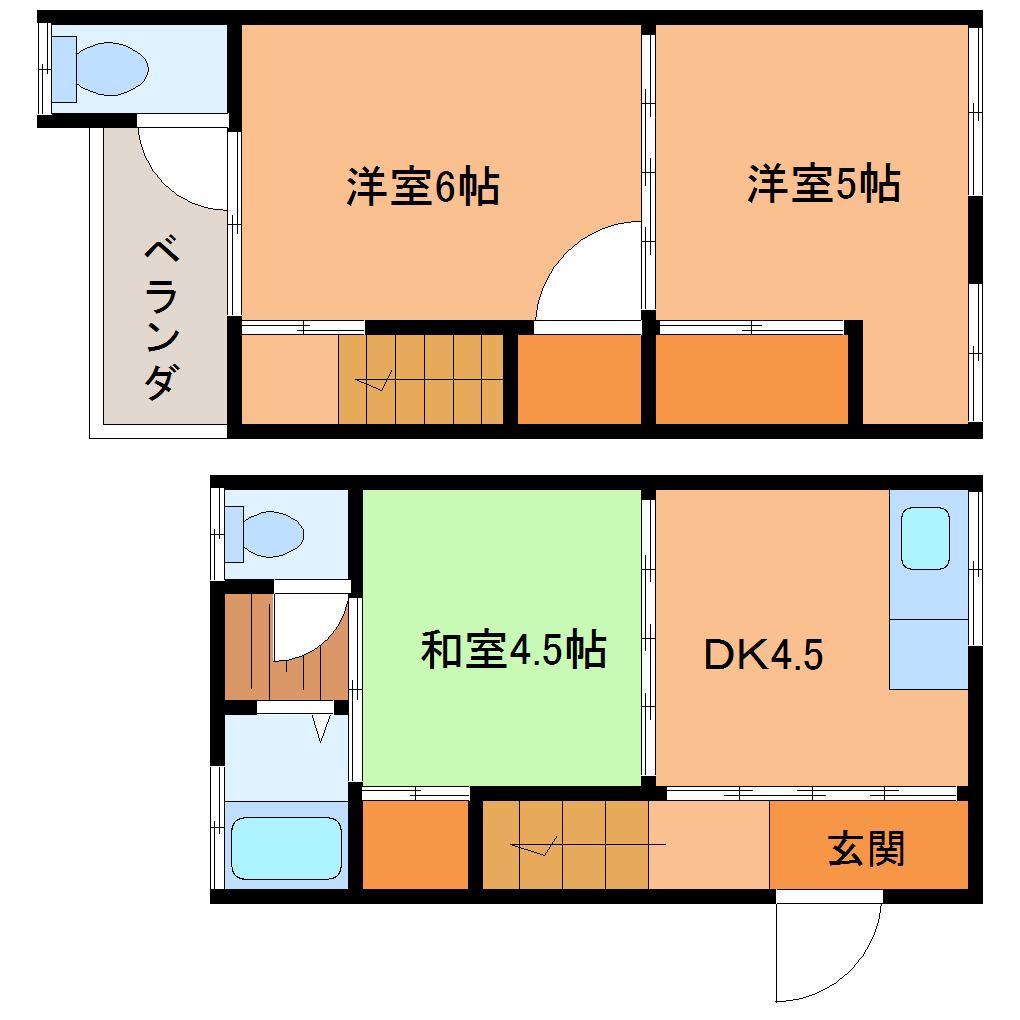 高松荘(3DK/1階)の間取り写真