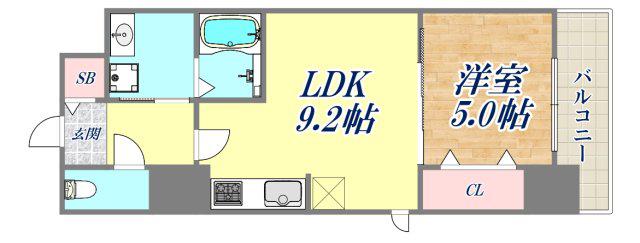 フレンシア西宮北口(1LDK/2階)の間取り写真