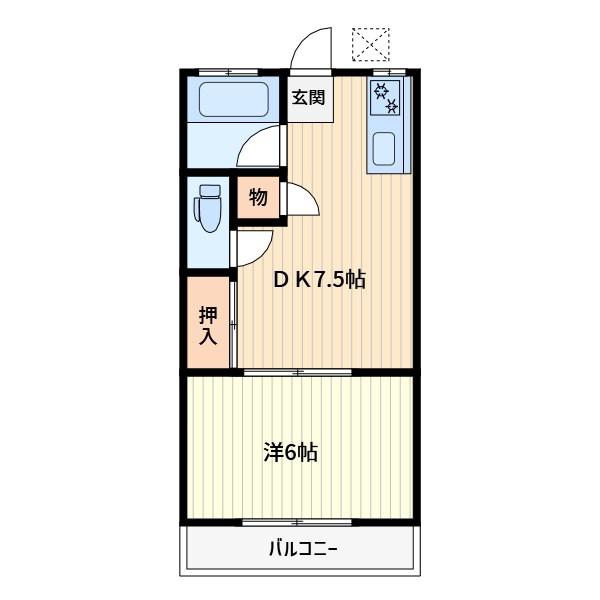 領和荘(1DK/2階)の間取り写真