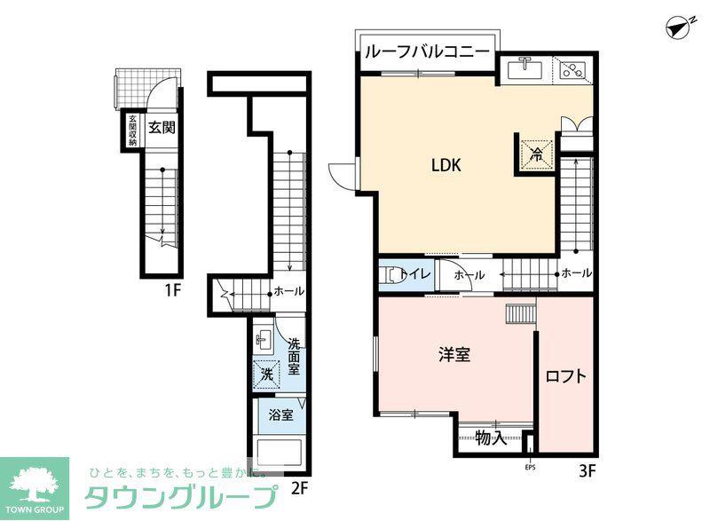 由比ヶ浜BASE(1LDK/2階)の間取り写真