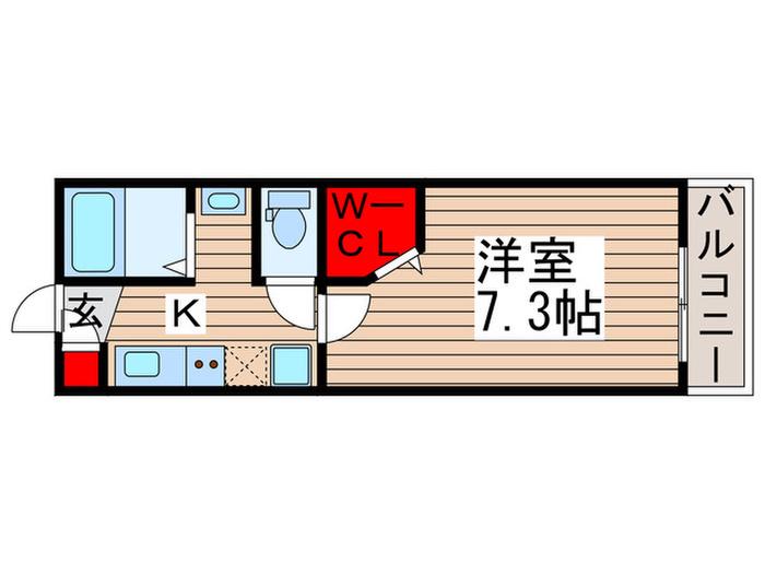 ダブルレインボー六実(1K/2階)の間取り写真