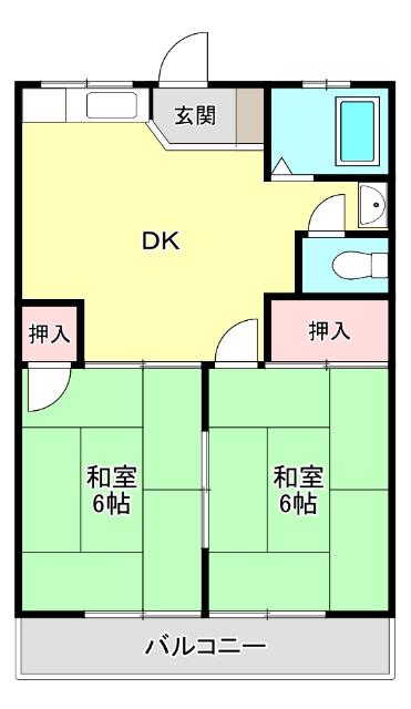ハイツあけぼの(2DK/2階)の間取り写真