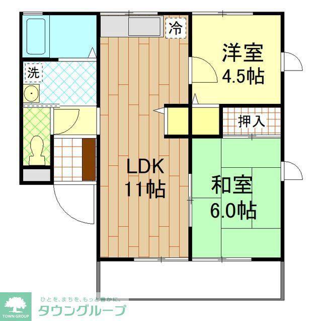 シティハイムパーシモン(2LDK/1階)の間取り写真