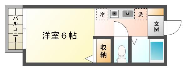 キャンパス本多聞(1K/1階)の間取り写真