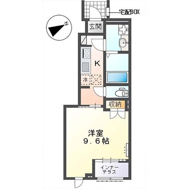 土浦市蓮河原新町 (1K/1階)の間取り写真