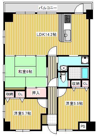リバティスクエアKURE(3LDK/9階)の間取り写真