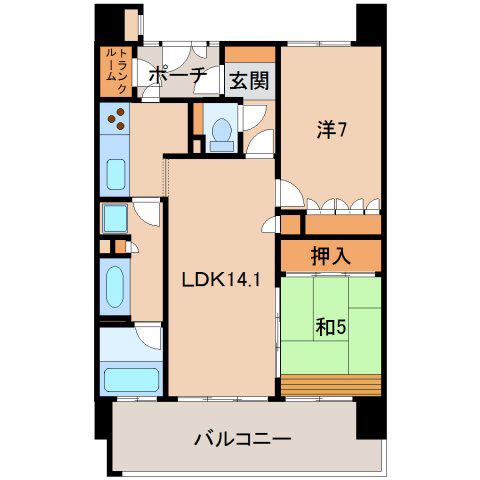 サーパス市駅前(2LDK/4階)の間取り写真