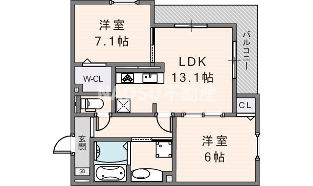 エクシードII(2LDK/1階)の間取り写真