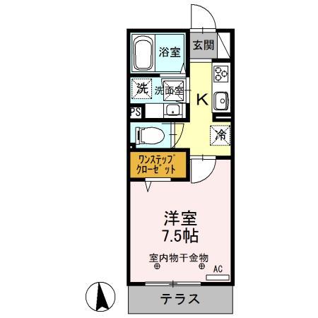 レフィナード(1K/1階)の間取り写真