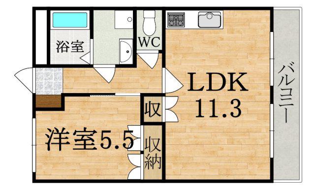 サニーコート冨士(1LDK/1階)の間取り写真