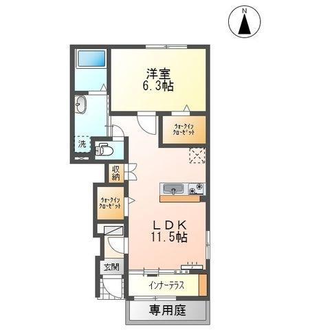 ボヌール MASHIKIII(1LDK/1階)の間取り写真