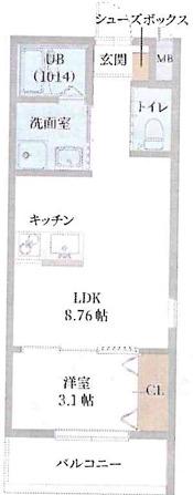 GAZELLE NOAH尼崎次屋(1LDK/2階)の間取り写真
