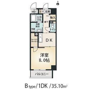 ルトゥール(1DK/1階)の間取り写真