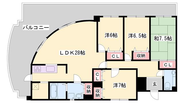 アルコ・ラ・カーサ佃町(4LDK/8階)の間取り写真