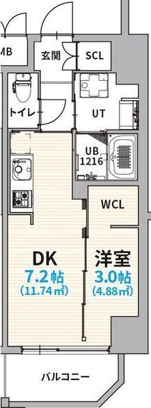 GRANVIA浄心(1SLDK/9階)の間取り写真