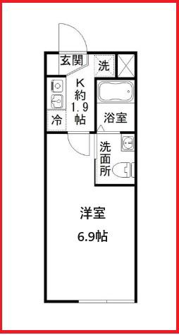グランディール西新井大師(1K/2階)の間取り写真