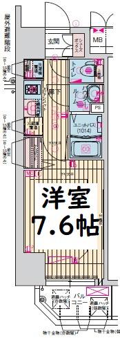 ララプレイス難波ガルテン(1K/15階)の間取り写真