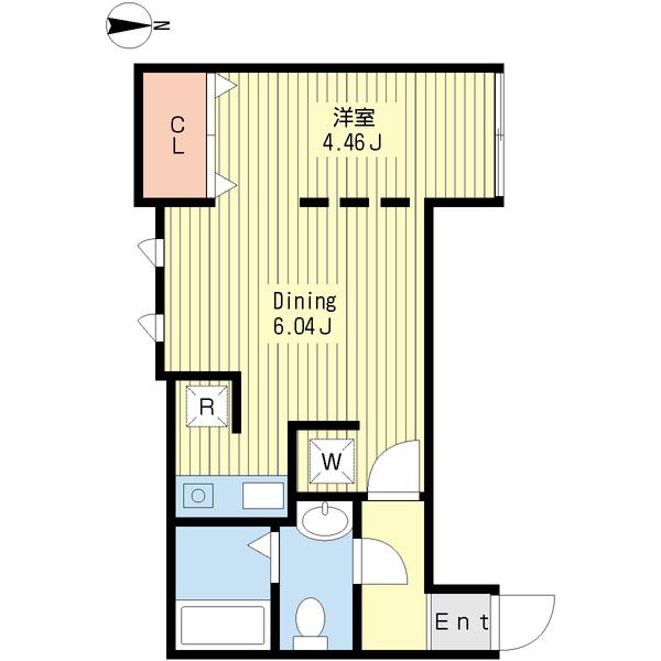 MODULOR不動前(1DK/3階)の間取り写真