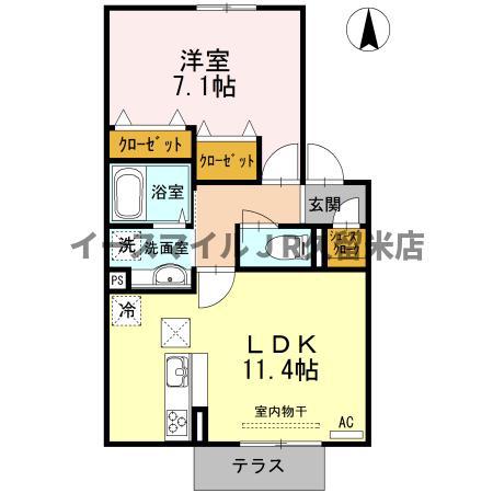 トレフルブラン(1LDK/1階)の間取り写真