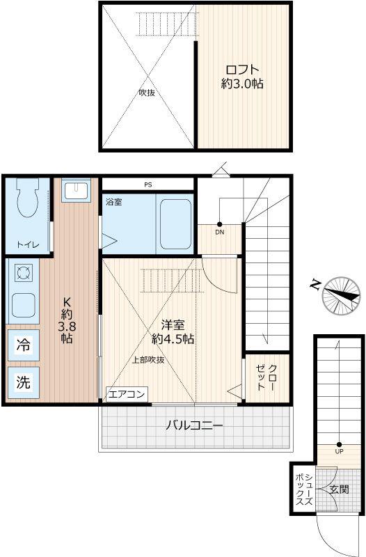 さくらコーポ2(1K/2階)の間取り写真