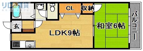 メゾン豊里(1LDK/3階)の間取り写真