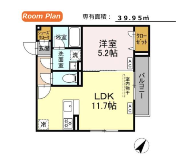 D-ROOM豊田(1LDK/2階)の間取り写真