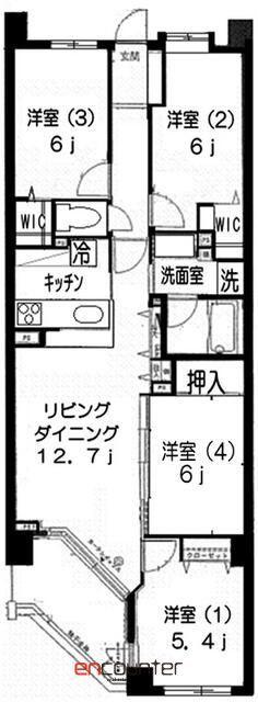 コスモザガーデン二子多摩川(4LDK/3階)の間取り写真