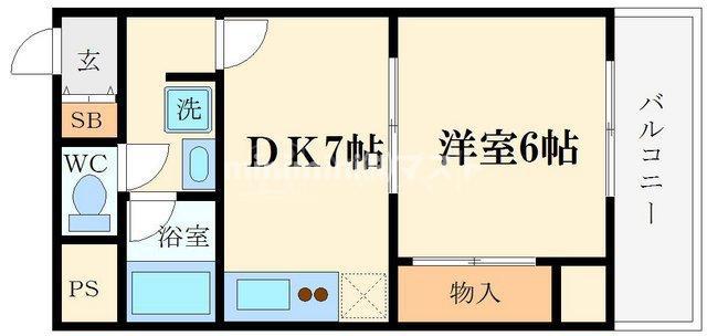 サウスパラジェ(1DK/7階)の間取り写真