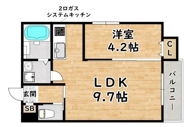 IRIS COURT(1LDK/3階)の間取り写真