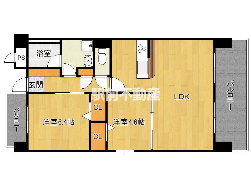 レセーナ姪浜(2LDK/2階)の間取り写真