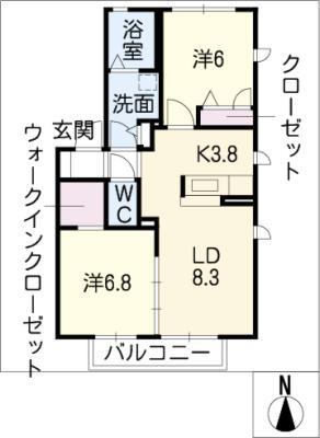 クレストはなみずき(2LDK/1階)の間取り写真