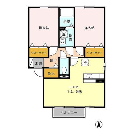 グランドール・スギ(2LDK/2階)の間取り写真