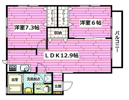 レトアSIN(2LDK/2階)の間取り写真