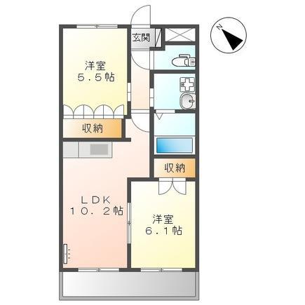 クローバーハイツ(2LDK/2階)の間取り写真