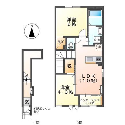 パレット楽陽(2LDK/2階)の間取り写真